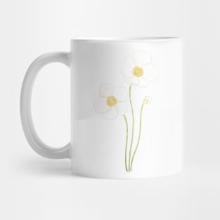 2 white anemone flowers  in and watercolor Mug